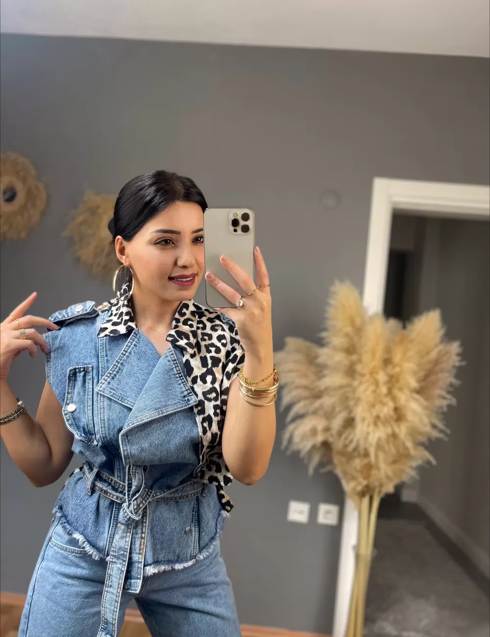 Voops Leopar Detaylı Yelek