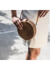 Alicia Rattan Crossbody El Yapımı Hasır Omuz Çantası