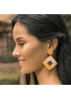 Bern Capiz Shell Earrings In Yellow El Yapımı Küpe