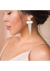 Luciana Capiz Shell Earrings In White El Yapımı Sallantılı Küpe