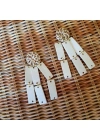 Leanna Earrings In White El Yapımı Hasır Küpe