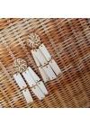 Leanna Earrings In White El Yapımı Hasır Küpe