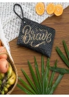 Quote Clutch: Brave in Black El Yapımı Organik Hasır Clutch