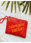 Quote Clutch: Follow Your Dreams El Yapımı Organik Hasır Clutch