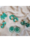 Leanna Earrings In Turquoise El Yapımı Hasır Küpe