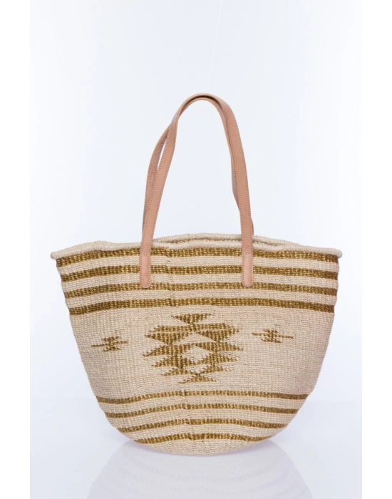 Golden Eagle Tote el yapımı organik büyük boy hasır çanta