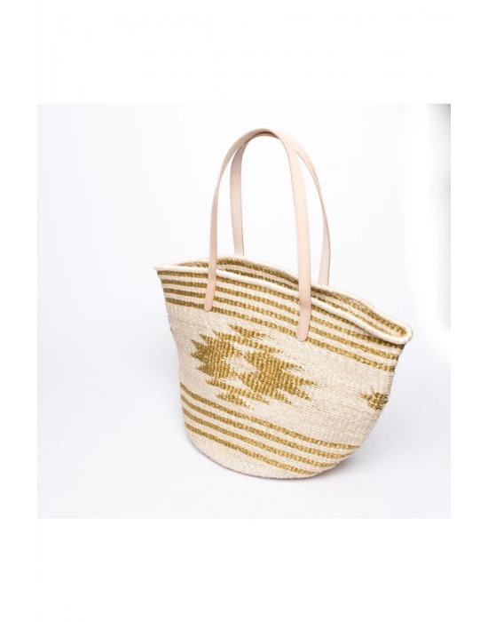 Golden Eagle Tote el yapımı organik büyük boy hasır çanta