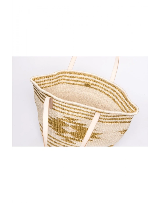 Golden Eagle Tote el yapımı organik büyük boy hasır çanta