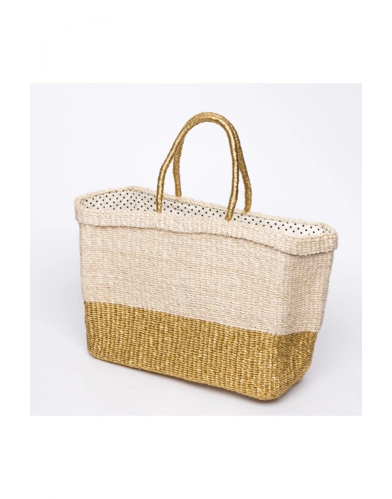 Golden Hour Tote el yapımı organik hasır çanta özel seri