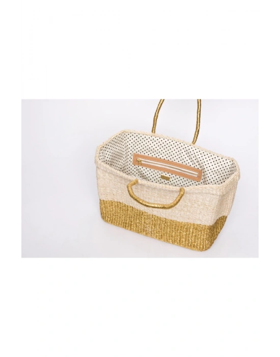 Golden Hour Tote el yapımı organik hasır çanta özel seri