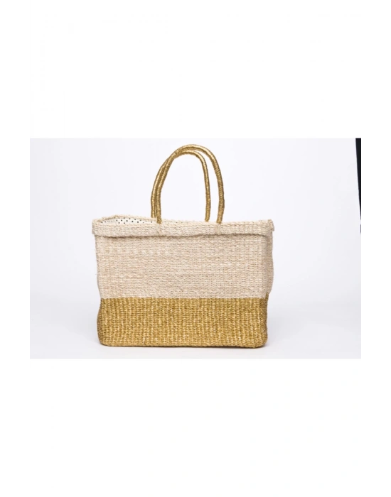 Golden Hour Tote el yapımı organik hasır çanta özel seri