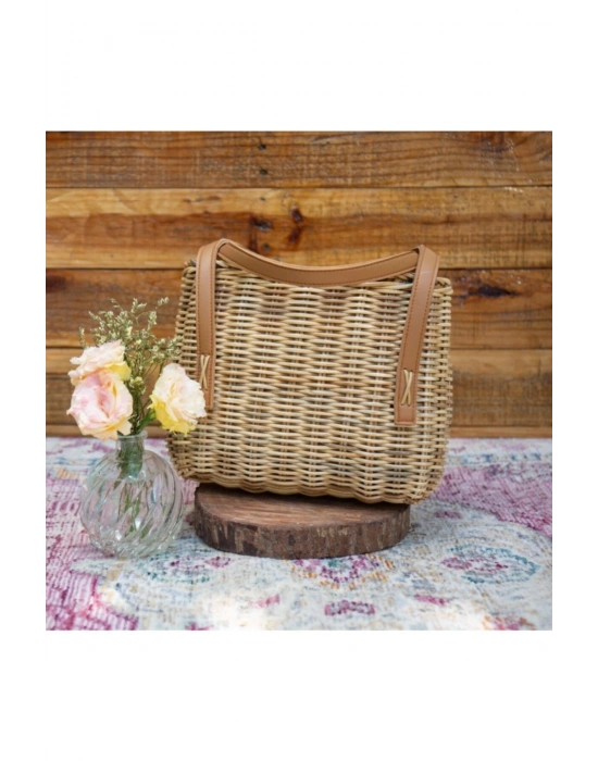 Lotte Wicker Hand Bag El Yapımı Hasır Çanta