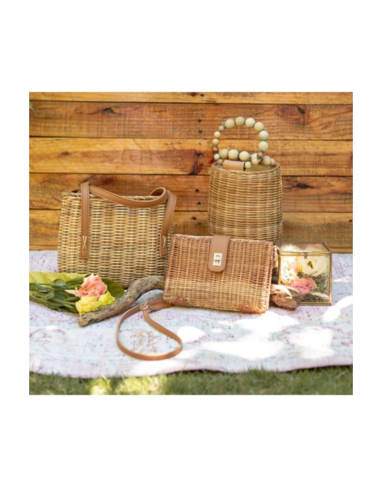 Lotte Wicker Hand Bag El Yapımı Hasır Çanta