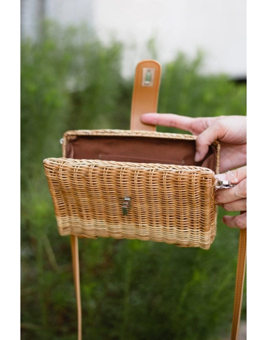 Jasper Wicker Clutch El Yapımı Hasır El& Omuz Çantası