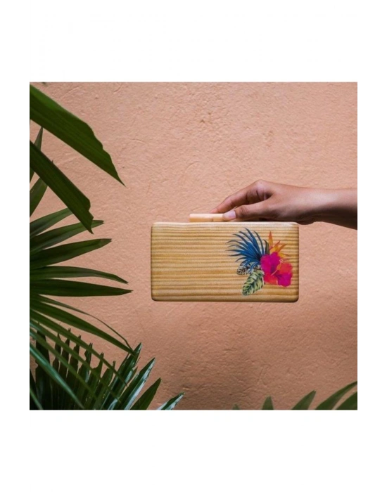 Tropical Rainforest Wooden Clutch El Çantası