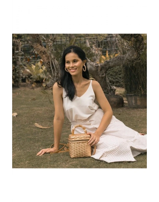 The Cube In Gold El Yapımı Hasır El Çantası