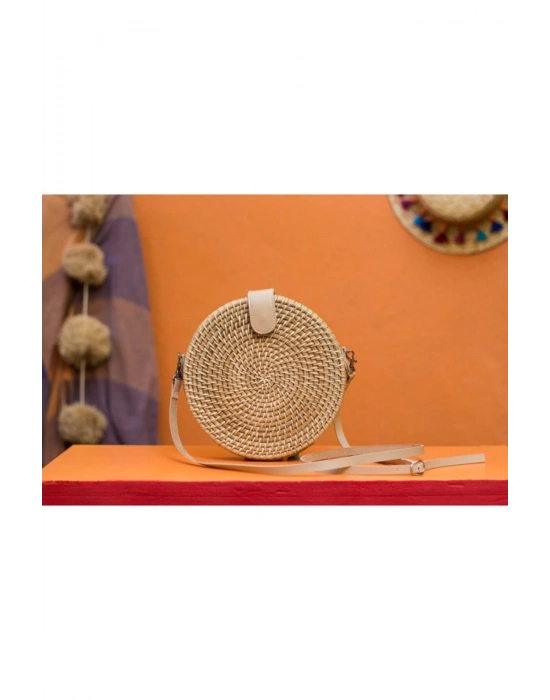 Alicia Natural Rattan Crossbody Bag El Yapımı Hasır Omuz Çantası