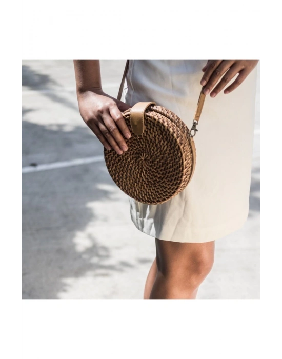 Alicia Rattan Crossbody El Yapımı Hasır Omuz Çantası