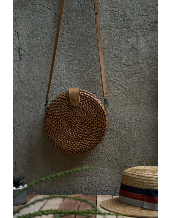 Alicia Rattan Crossbody El Yapımı Hasır Omuz Çantası