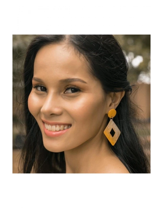 Bern Capiz Shell Earrings In Yellow El Yapımı Küpe