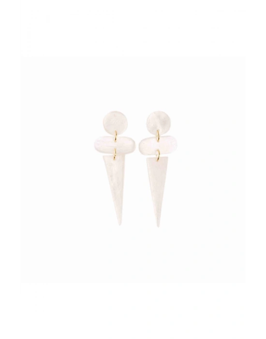Luciana Capiz Shell Earrings In White El Yapımı Sallantılı Küpe