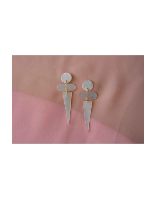 Luciana Capiz Shell Earrings In White El Yapımı Sallantılı Küpe