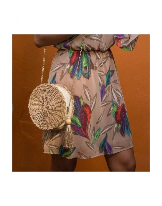 Prıya Mini Sling Bag El Yapımı Organik Hasır Omuz Çantası