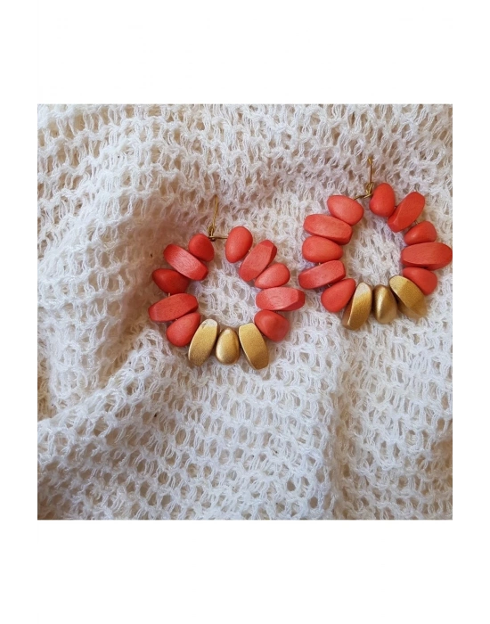 Brielle Earrings In Coral El Yapımı Küpe