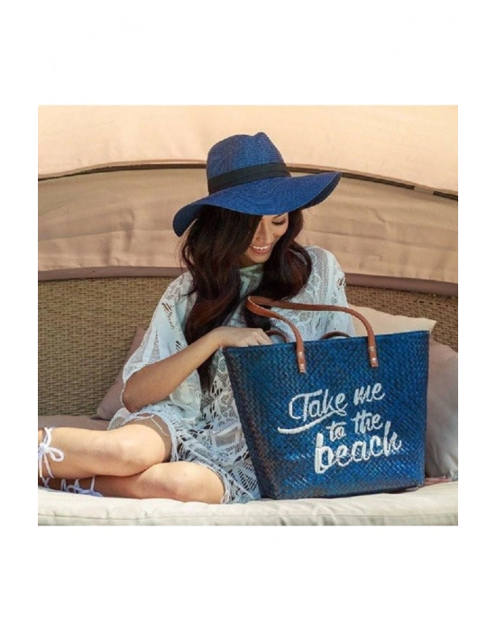 Take Me To The Beach Tote El Yapımı Hasır Plaj Çantası