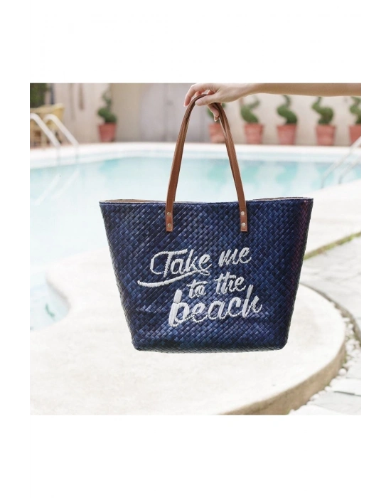 Take Me To The Beach Tote El Yapımı Hasır Plaj Çantası