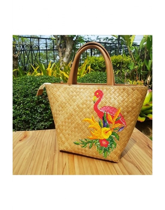 Flamingo City Bag El Yapımı Hasır Kol Çantası