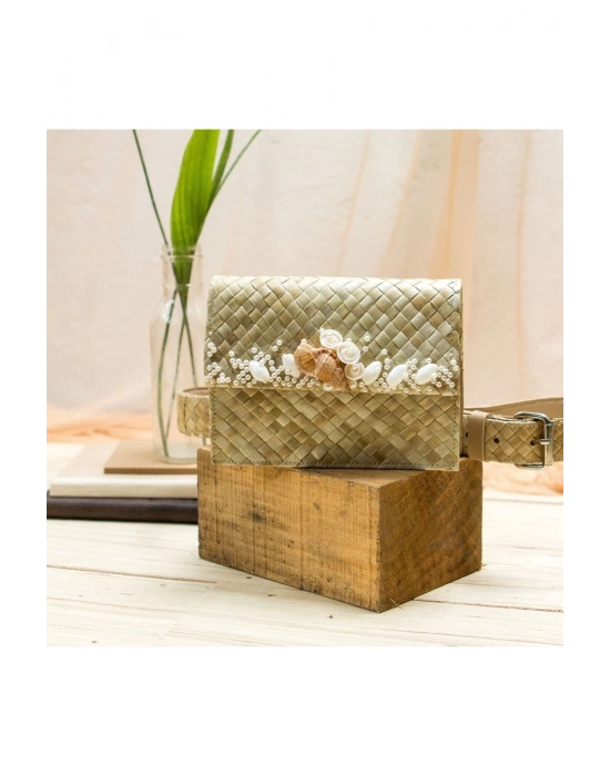 Barbara 2-way Fanny Pack El Yapımı Hasır Bel Çantası & Uzun Zincirli Kol Çantası