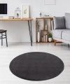 Antrasit Post Peluş Tavşan Tüyü Kaymaz Taban Makinede Yıkanabilir Toz Vermez Yuvarlak Halı Kilim