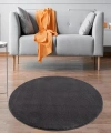 Antrasit Post Peluş Tavşan Tüyü Kaymaz Taban Makinede Yıkanabilir Toz Vermez Yuvarlak Halı Kilim
