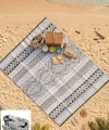 XL 10 - 12 Kişilik Plastik Hasır Halı Katlanabilir Çift Taraflı Yıkanabilir Plaj Kamp Piknik Karavan Halısı Kilim