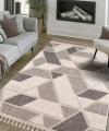 Bukleli Modern İskandinav Bej Krem Makine Halısı Yolluk Antre Mutfak Salon Oturma Odası Koridor Sisa