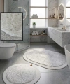 2’li Post Banyo Paspas Seti Kaymaz Taban Yıkanabilir Peluş Jüt Kenar Detaylı Oval Yuvarlak 100x60 60x60 Kilim Halı