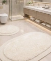 2’li Post Banyo Paspas Seti Kaymaz Taban Yıkanabilir Peluş Jüt Kenar Detaylı Oval Yuvarlak 100x60 60x60 Kilim Halı