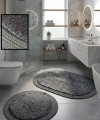 2’li Post Banyo Paspas Seti Kaymaz Taban Yıkanabilir Peluş Jüt Kenar Detaylı Oval Yuvarlak 100x60 60x60 Kilim Halı