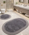 2’li Post Banyo Paspas Seti Kaymaz Taban Yıkanabilir Peluş Jüt Kenar Detaylı Oval Yuvarlak 100x60 60x60 Kilim Halı