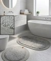 2’li Post Banyo Paspas Seti Kaymaz Taban Yıkanabilir Peluş Jüt Kenar Detaylı Oval Yuvarlak 100x60 60x60 Kilim Halı