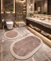 2’li Post Banyo Paspas Seti Kaymaz Taban Yıkanabilir Peluş Jüt Kenar Detaylı Oval Yuvarlak 100x60 60x60 Kilim Halı
