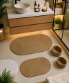 4 Parça Banyo Paspas Seti Takımı Kaymaz Yıkanabilir Çift Taraflı Banyo Düzenleyicisi 2 Sepet 2 Kilim Yolluk