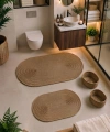 4 Parça Banyo Paspas Seti Takımı Kaymaz Yıkanabilir Çift Taraflı Banyo Düzenleyicisi 2 Sepet 2 Kilim Yolluk