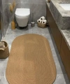 Banyo Paspası Çift Taraflı Yıkanabilir Kaymaz Oval Jüt Tekli Paspas Hasır Yolluk Halı Kilim