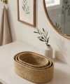 3 Lü Sepet El Dokuma Sunum Organizer Oval Jüt Hasır Sepet Seti Banyo Düzenleyicisi Takı Kutusu Dolap Düzenleme Yatak Odası