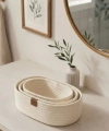 3 Lü Sepet El Dokuma Sunum Organizer Oval Jüt Hasır Sepet Seti Banyo Düzenleyicisi Takı Kutusu Dolap Düzenleme Yatak Odası