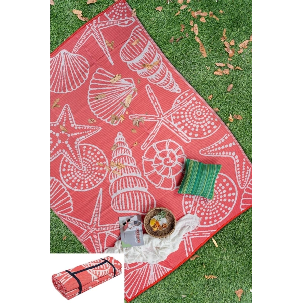 Plastik Halı Katlanabilir Çift Taraflı Plaj Kamp Piknik Balkon Hasır Mat Savan Karavan Halısı Kilim