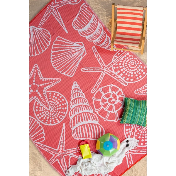 Plastik Halı Katlanabilir Çift Taraflı Plaj Kamp Piknik Balkon Hasır Mat Savan Karavan Halısı Kilim