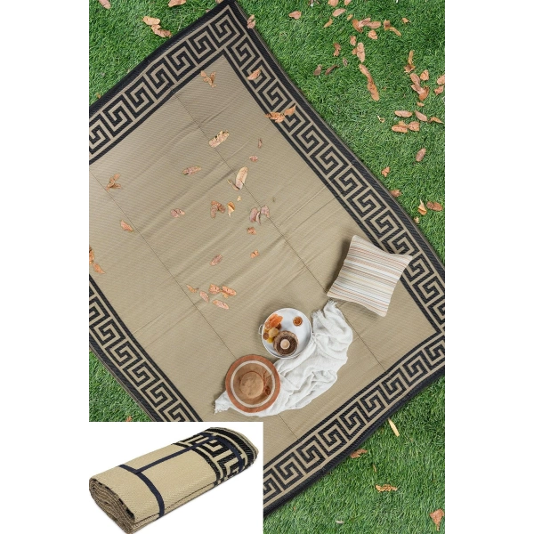 Plastik Halı Katlanabilir Çift Taraflı Plaj Kamp Piknik Balkon Hasır Mat Savan Karavan Halısı Kilim